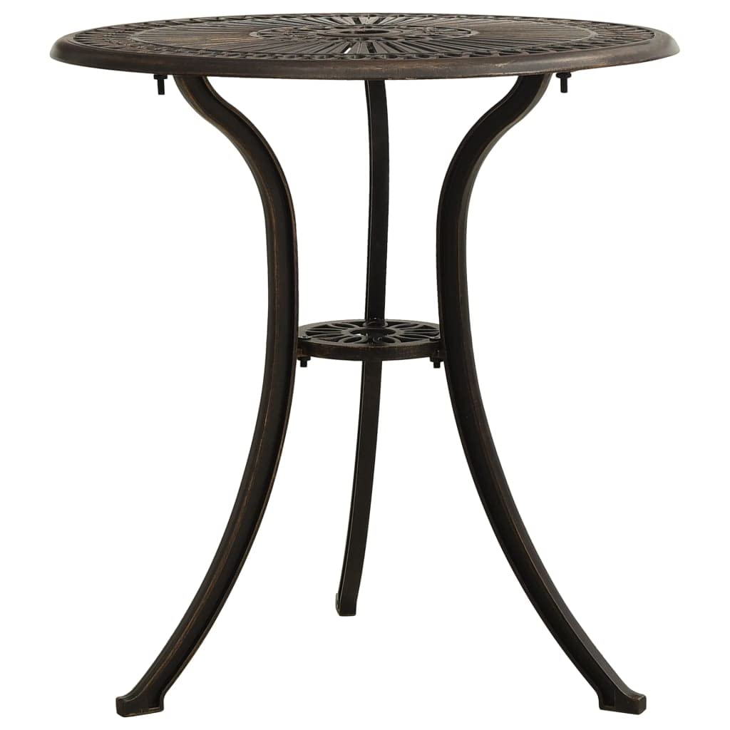 vidaXL Cast Aluminum Patio Table, Round Outdoor Table with Umbrella Hole, Bronze, 24.4&quot;x25.6&quot;, Weather Resistant, Stable and Sturdy, Suitable for Patio, Garden, Yard