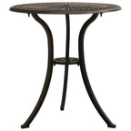 vidaXL Cast Aluminum Patio Table, Round Outdoor Table with Umbrella Hole, Bronze, 24.4"x25.6", Weather Resistant, Stable and Sturdy, Suitable for Patio, Garden, Yard