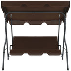 vidaXL Garden Swing Bench - Coffee Color, Powder-Coated Steel Frame, Polyester Fabric, Water-Resistant, Large Canopy, Suitable for Patios and Gardens, Easy Assembly Required.