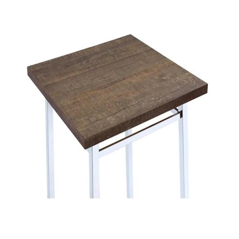 Acme Nadie Wood and Metal Square Pub Table in Oak and Chrome