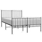 vidaXL Modern Double Bed Frame, Robust Powder-Coated Steel Construction, Functional Headboard and Footboard, Extra Under-Bed Storage, Easy Assembly Required, Fits 53.9"x74.8" Mattress, Classic Bla...