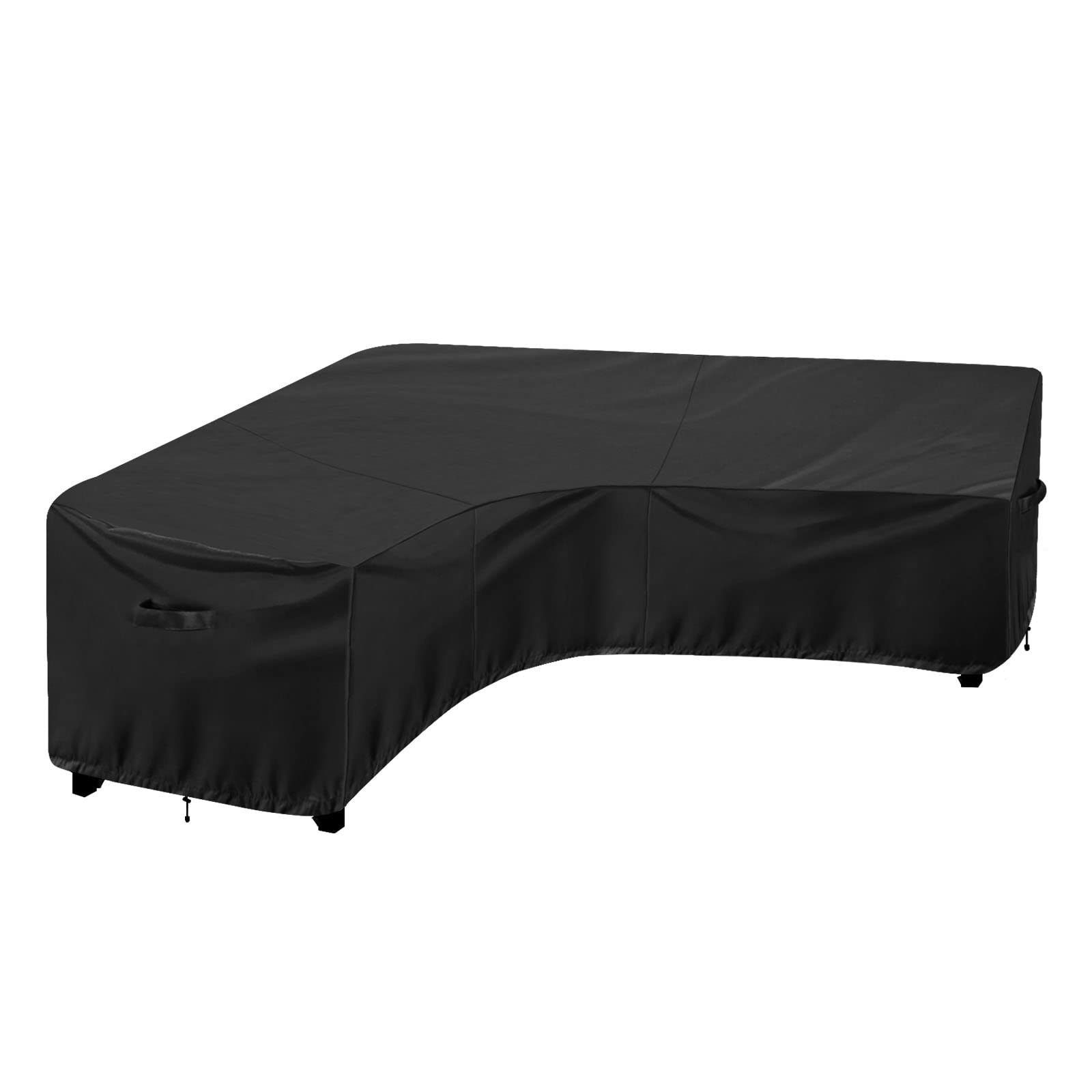 Outdoorlines Waterproof Outdoor Patio Sectional Cover - Uv Resistant & Windproof V-Shaped Patio Furniture Covers For Deck, Lawn And Backyard, 420D Heavy Duty Couch Cover 100' L (On Each Side) Black