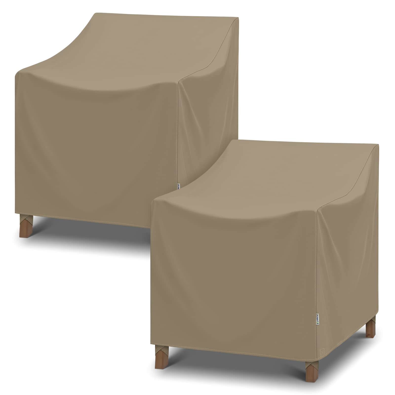 Sunpatio Outdoor Chair Covers Waterproof 2 Pack, Heavy Duty Patio Lounge Deep Seat Chair Covers, Fade & Rip Resistant Covers For Outdoor Furniture, All Weather Protection, 33.5'W X 37'D X 36'H, Taupe