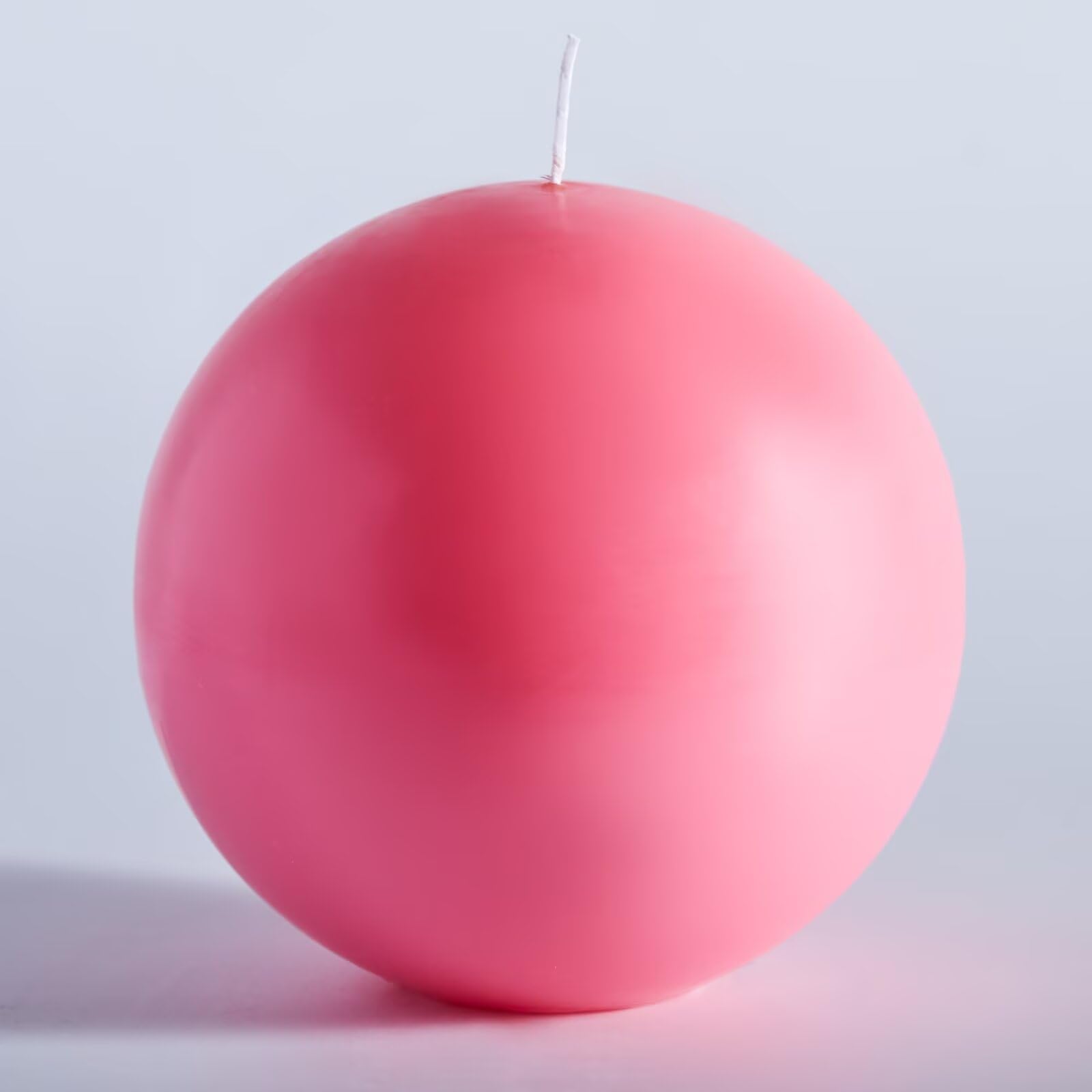 MOZEAL Hand-Poured, 6 Inch Pink Large Round Ball Candles - Elegant Pink Round Pillar Candles, Dripless, Unscented, Smokeless, Id