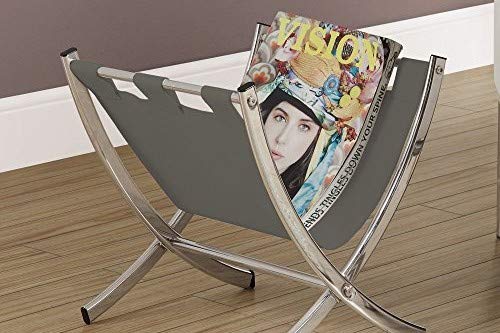 Monarch Magazine Rack, Grey/Chrome