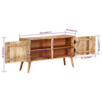 vidaXL Sideboard - Farmhouse-Style Solid Mango Wood Sideboard with Carved Pattern and Ample Storage Space