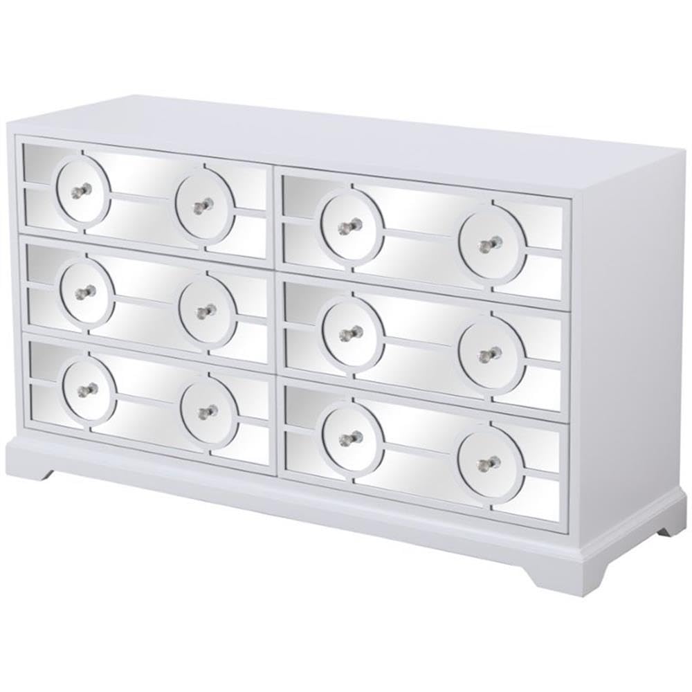 Elegant Decor Modern 6 Drawer 60" Dresser in Hand Painted White