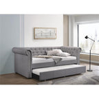 Acme Justice Daybed & Trundle (Twin Size) in Smoke Gray Fabric