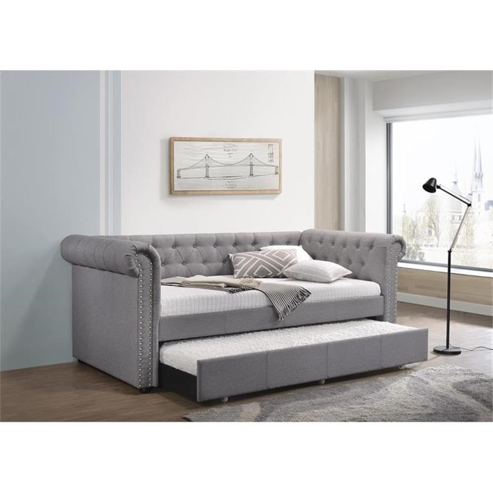 Acme Justice Daybed & Trundle (Twin Size) in Smoke Gray Fabric