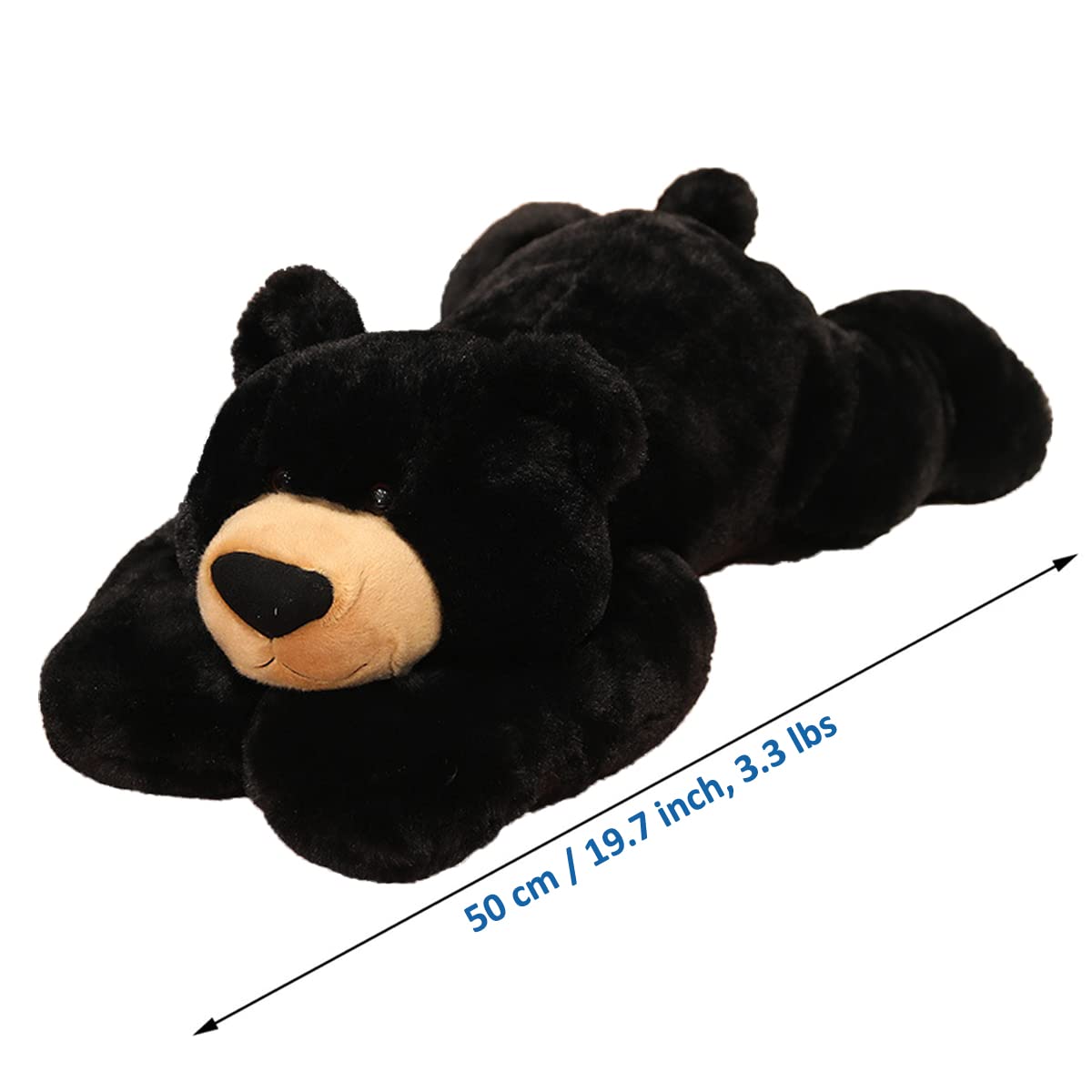 Doireum Weighted Stuffed Animals, 3.3 Lbs Weighted Bear Stuffed Animal Toy Black Bear Plush Throw Pillow Gifts For Boys Girls, 1
