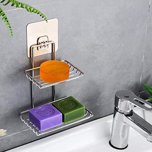 ROXA Wall Mounted Double Layer Soap Dish Holder Stainless Steel Wall Hanging Soap Holder/Kitchen Rack & Holder/Soap Holder  Bat