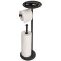 Noonext Black Toilet Paper Holder with Shelf, Freestanding Toilet Paper Holder Stand with Tray at The Top, Heavy Base No Tipping
