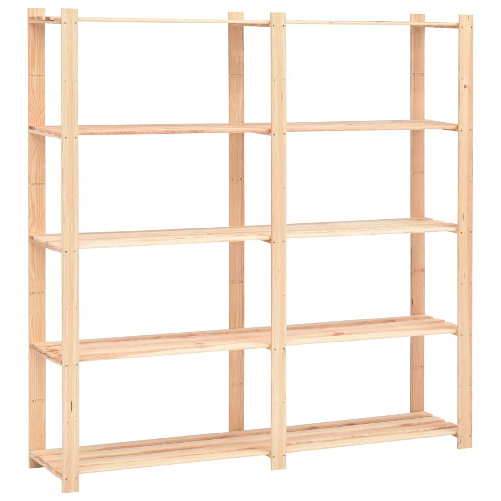 vidaXL Solid Pinewood 5-Tier Storage Rack - 66.9&quot;x15&quot;x66.9&quot;, Perfect for Kitchen, Laundry Room, Basement, Office & Garage, Easy to Assemble, Maximum Load 1102.3 lb, Beige