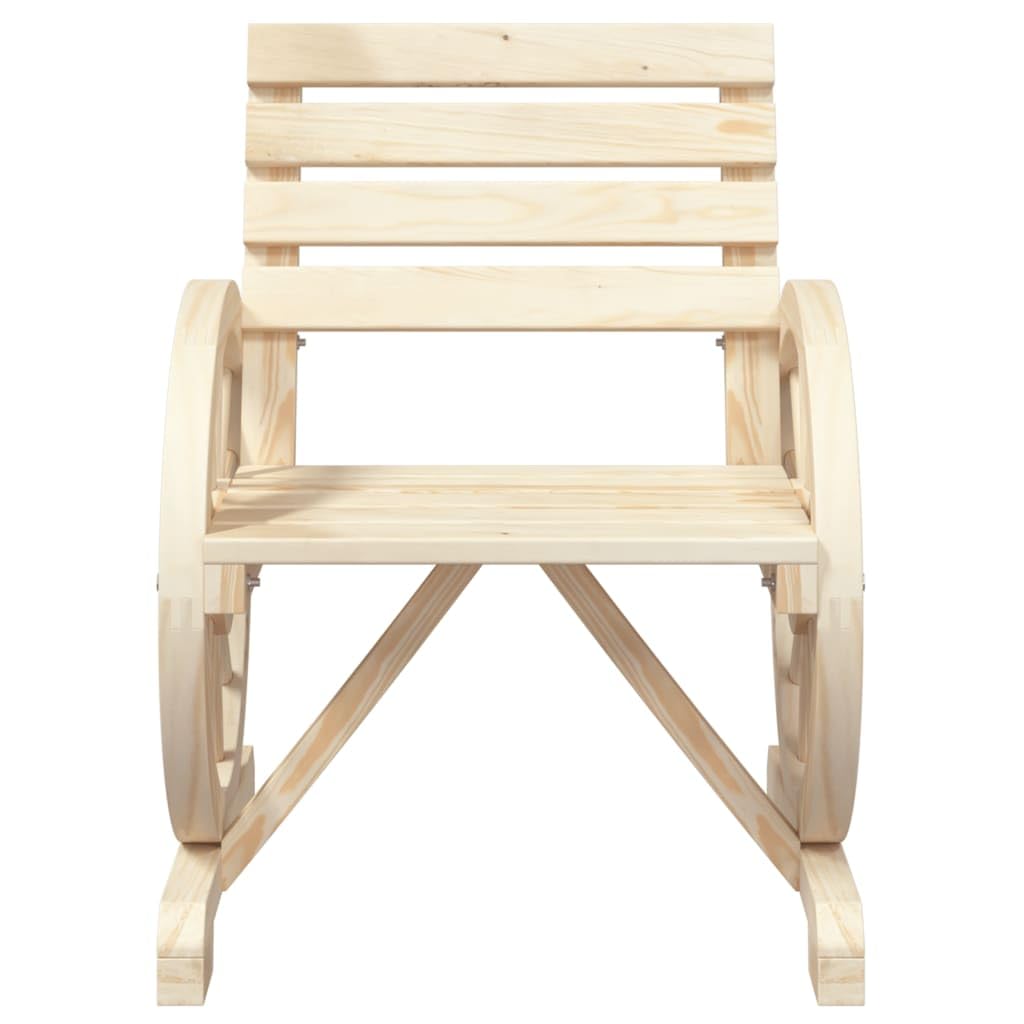 vidaXL Solid Wood Fir Patio Chair - 22.8"x22.8"x30.9" Outdoor Seating with Wagon Wheel Armrests for Garden, Deck, and Patio Comfort
