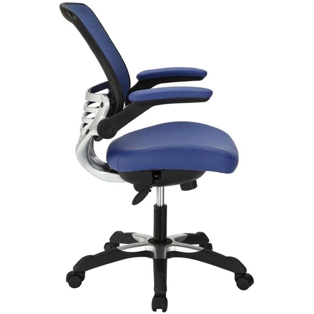 Modway Edge Modern Style Leatherette Office Chair In Blue Finish