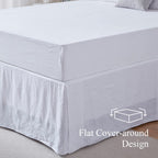 Simple&Opulence Belgian Linen Bed Skirt With Classic 14 Inch Tailored Drop Dust Ruffle, Easy Fit Breathable Premium Natural Flax