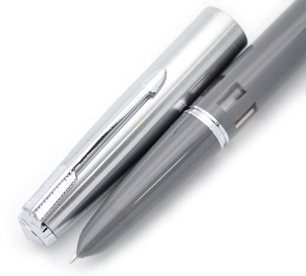 Czxwyst 601 Steel Cap Vacumatic Fountain Pen (Battleship Grey With Ink Window)