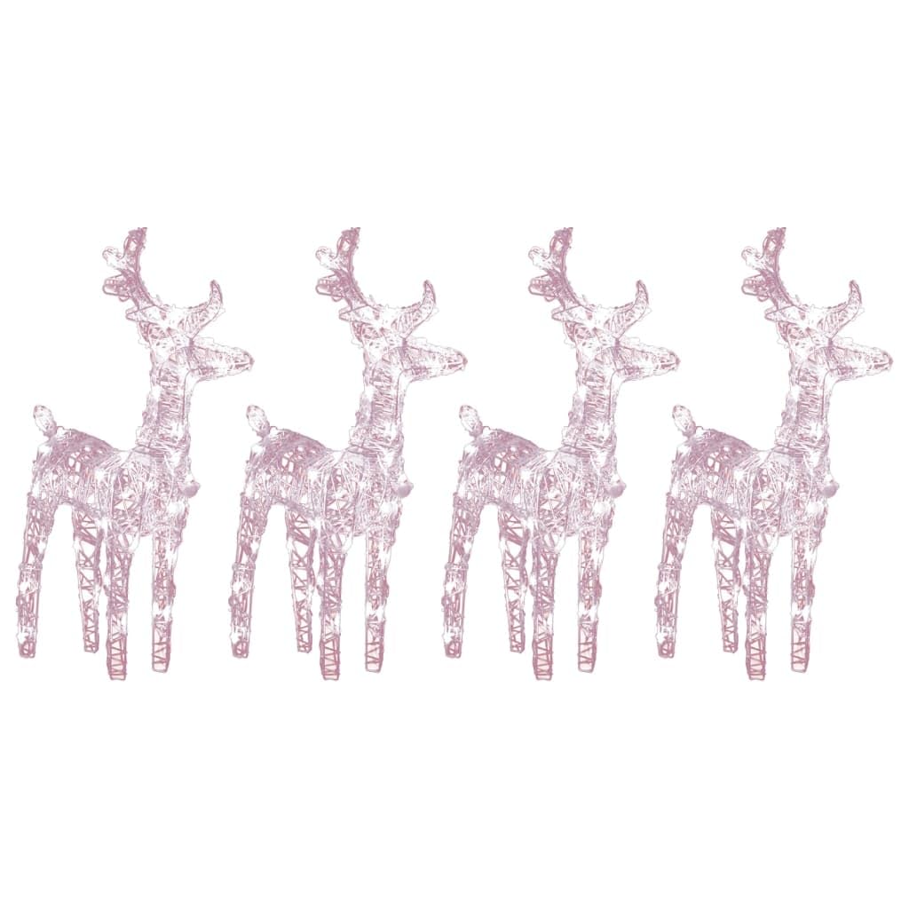 Vidaxl Acrylic Christmas Reindeers 4 Pcs - Outdoor Holiday Decoration With Warm White Leds, Weather-Resistant Material, Multi Lighting Effects And 5M Extension Cable