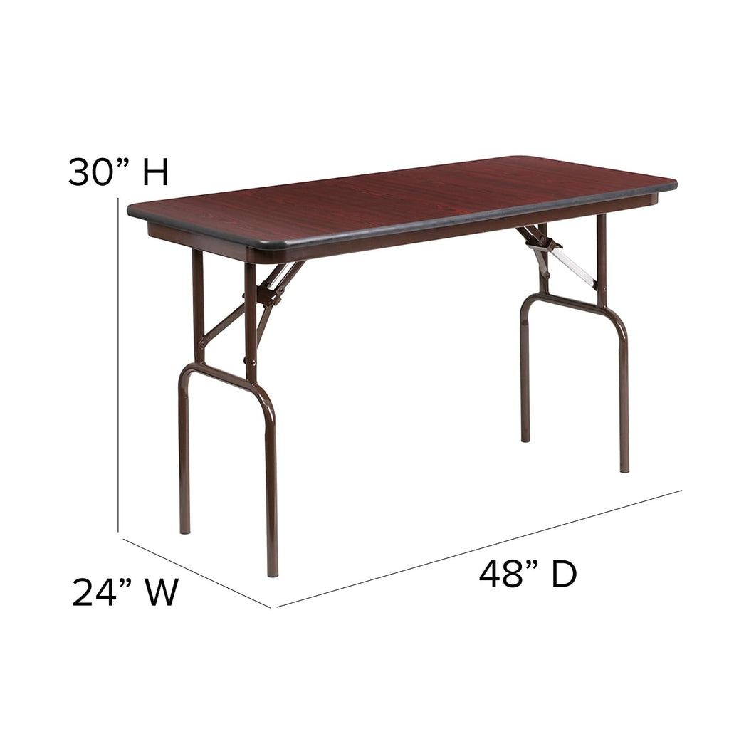 Flash Furniture Frankie 4-Foot Mahogany Melamine Laminate Folding Banquet Table