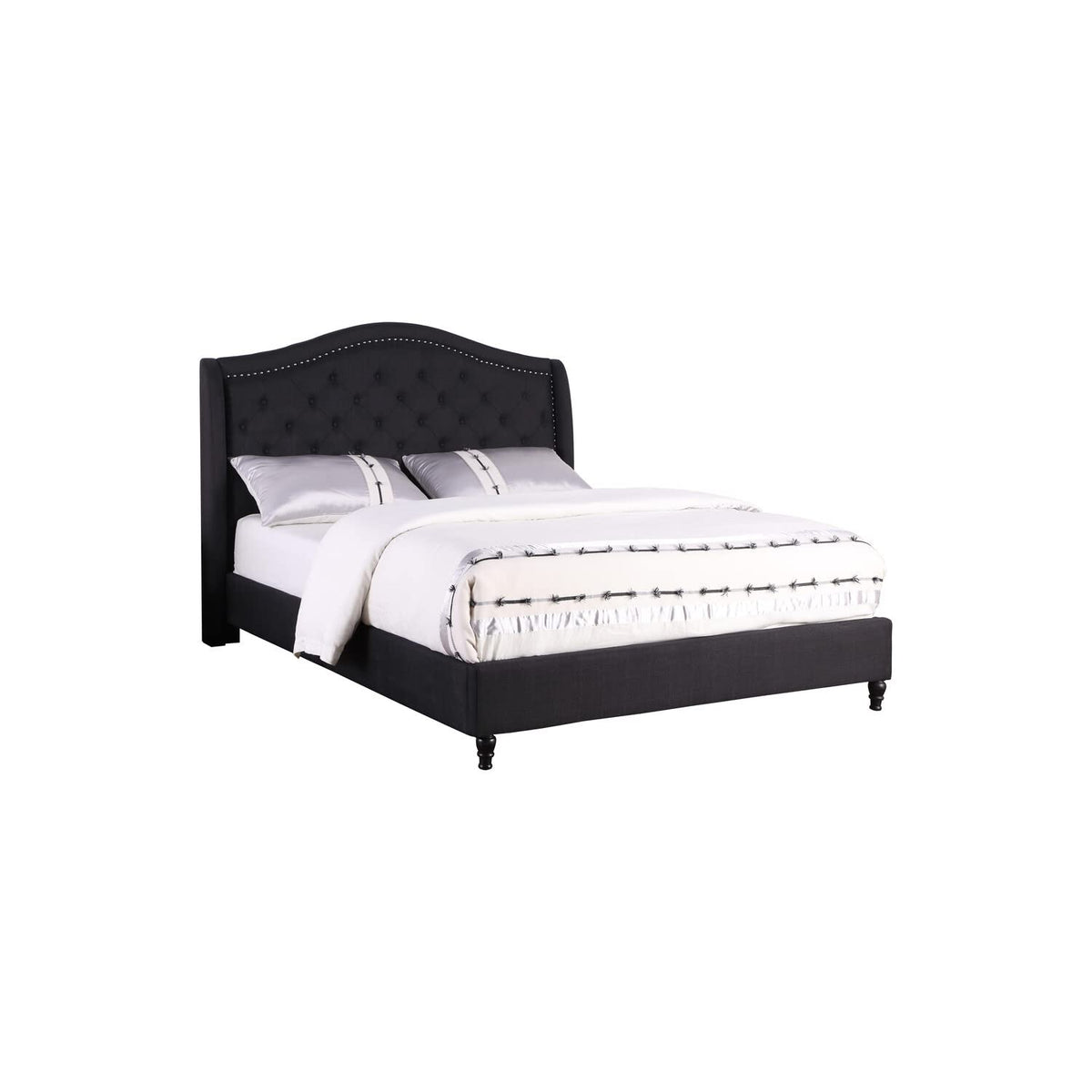 Best Master Furniture Sophie Upholstered Tufted Platform Bed, Black Queen