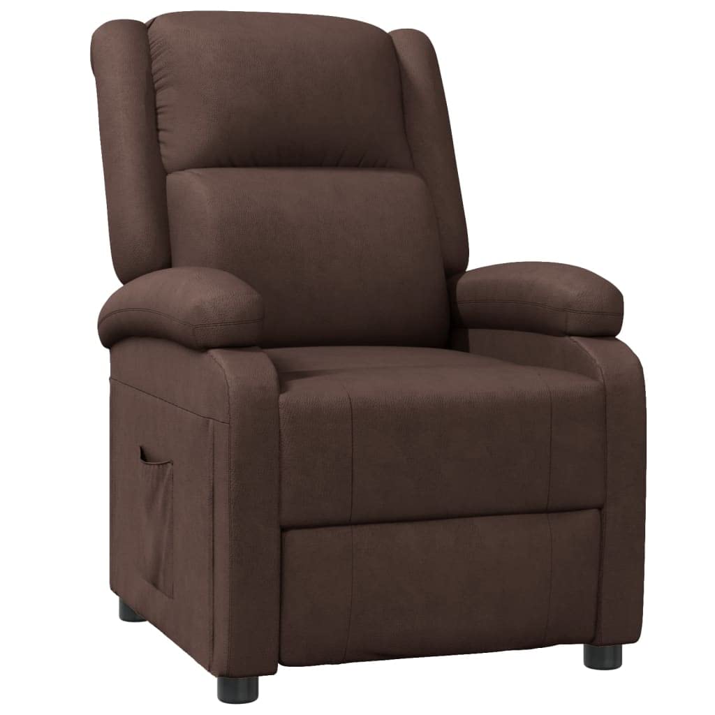 vidaXL Modern Faux Leather Recliner (Brown) - Foam-Filling, Adjustable, Metal Frame, Spacious Seating Space