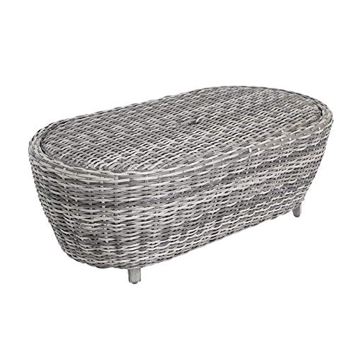 Sonoma Modern Outdoor Wicker Oval Coffee Table With Storage: All-Weather, Durable And Stylish Patio Furniture For Outdoor Living Spaces