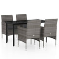 vidaXL Patio Dining Set 5 Piece with Cushions Garden Outdoor Lawn Yard Terrace Balcony Table and Chair Seat Seating Furniture Gray and Black