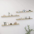 vidaXL Modern Wall Shelves 4 pcs, Sturdy MDF Shelves in Sonoma Oak Finish, Easy-to-Assemble, Ideal Indoor Storage Solutions for Office and Living Room Décor