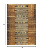 Liora Manne Marina Indoor Outdoor Rug - Tribal Design, Comfortable & Durable, Power Loomed, Polypropylene Material, Uv Stabilized, Tribal Stripe Gold, 4'10' X 7'6'