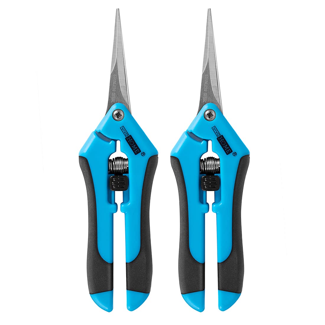 Vivohome Gardening Hand Pruner With Straight Stainless Steel Blades Non-Stick Pruning Shear Bonsai Cutter Blue For Potting (Pack