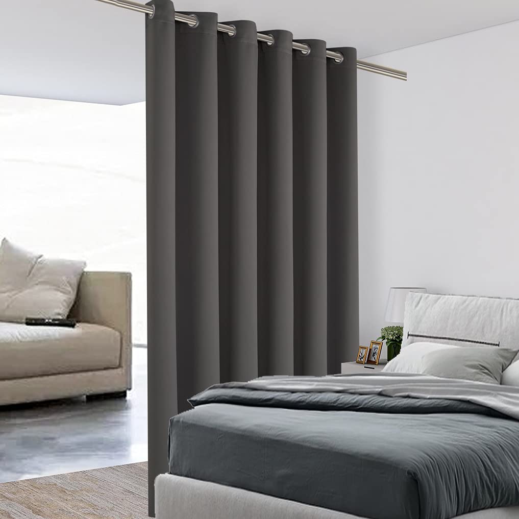 BONZER Room Divider Curtain Total Privacy Wall Grommet Thermal Insulated Wide Blackout Curtains for Bedroom Living Room, 108L x 