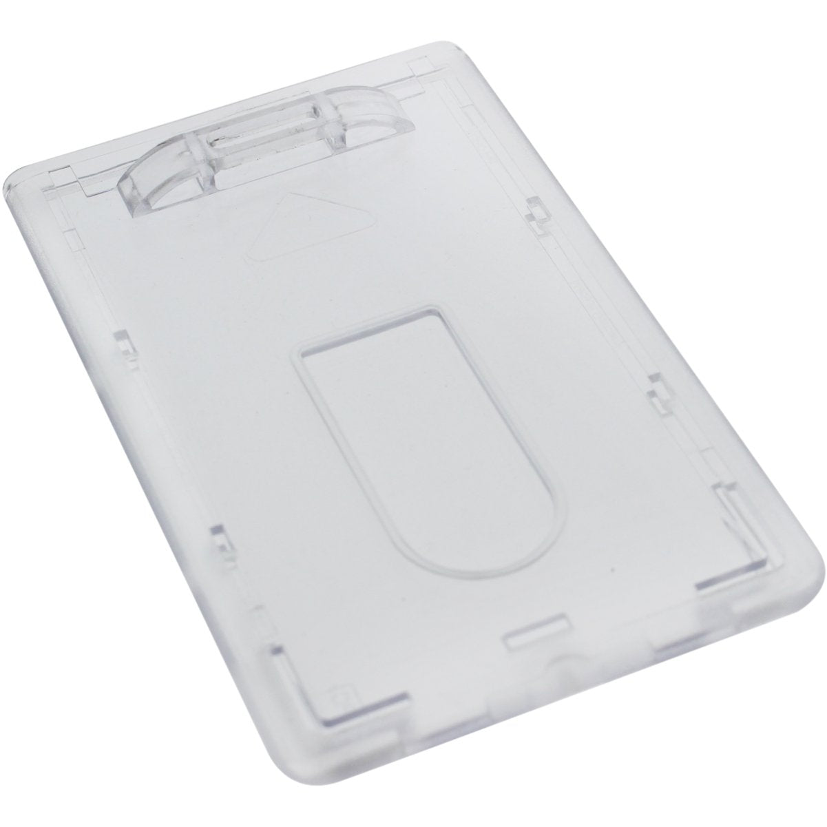 Slim Heavy Duty Badge Holders - Hard Plastic Clear Polycarbonate (Holds 1 Card) - Rigid Top Load Single Card Case - Vertical Wit