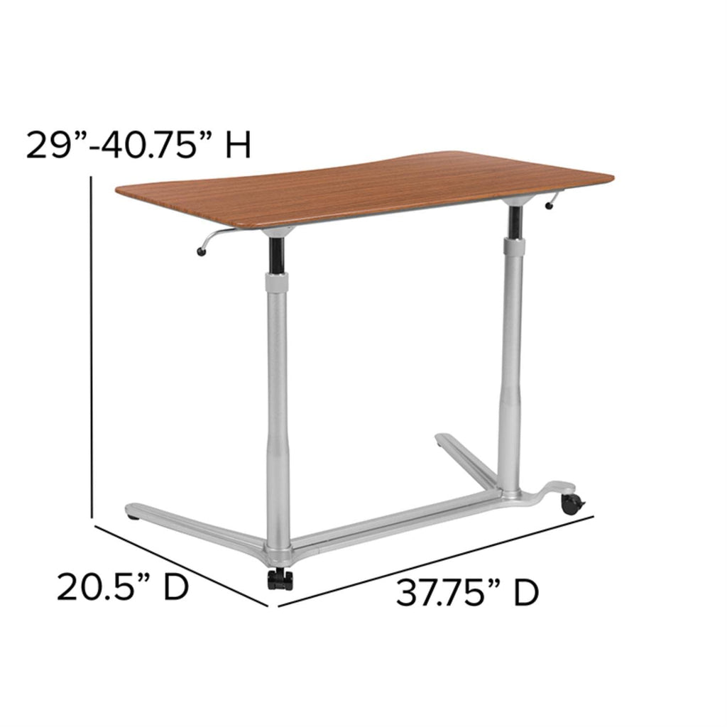 Flash Furniture Sit-Stand Cherry Ergonomic Computer Desk with 37.375"W Top