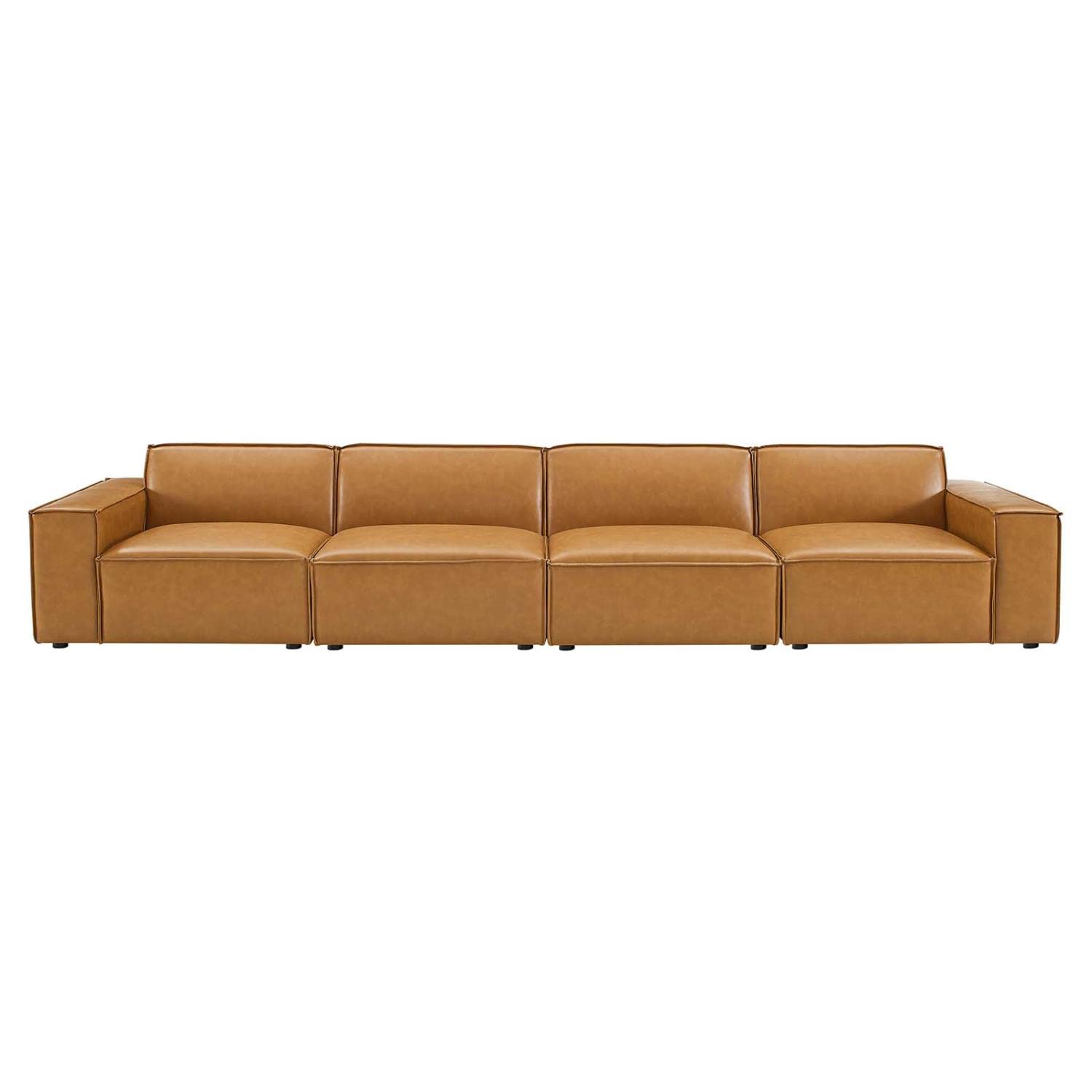Modway Restore Vegan Leather Sectional 4-Seater Sofa In Tan