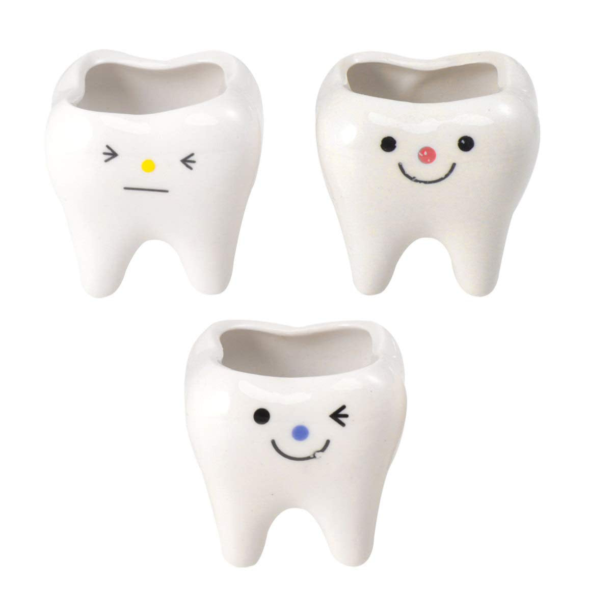 Artibetter Ceramic Planter Ceramic Planter 2Pcs Ceramic Tooth Planter Mini Porcelain Succulents Flower Pot Cute Pen Pencil Holde