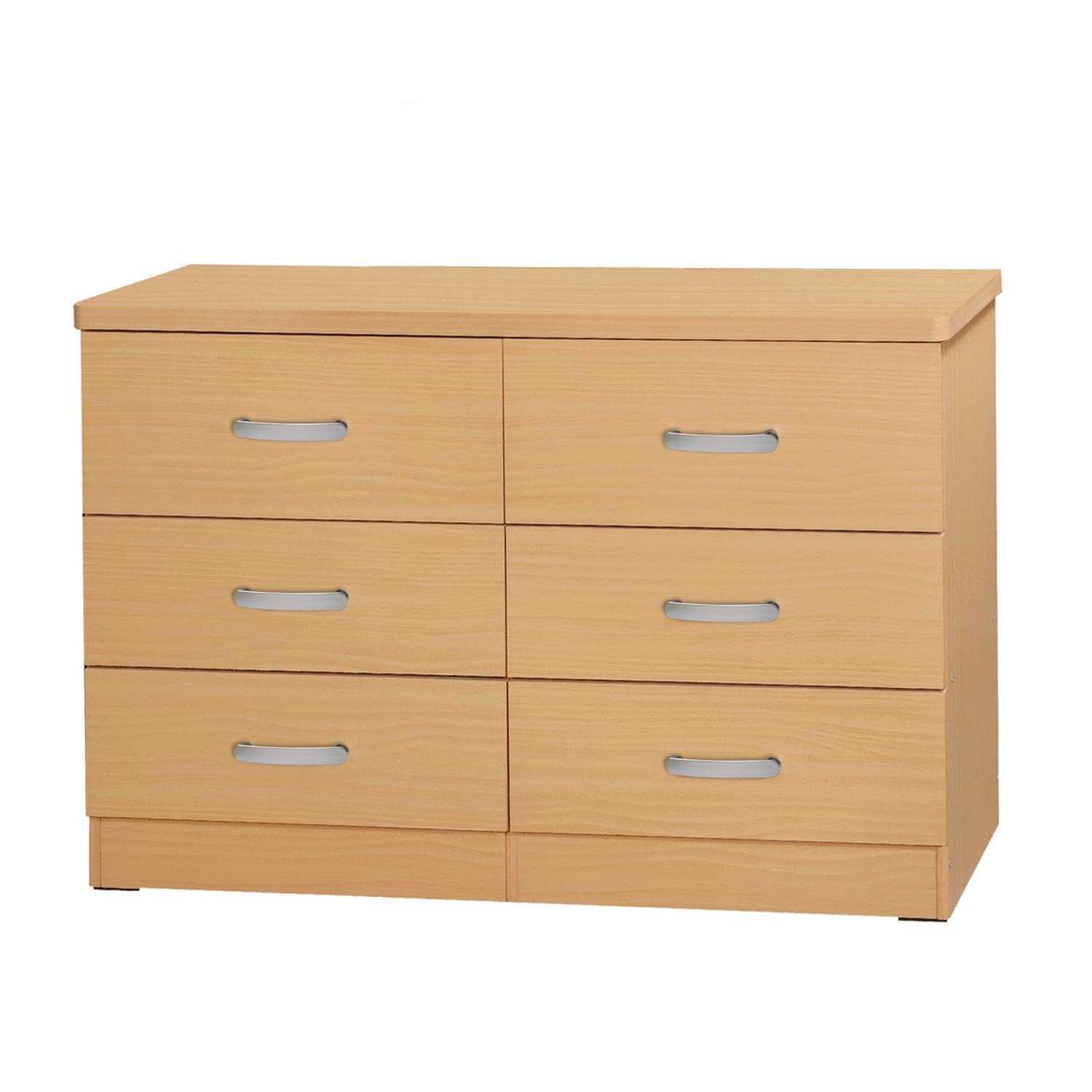 Better Home Products DD and PAM 6 Drawer Engineered Wood Bedroom Dresser in Beech