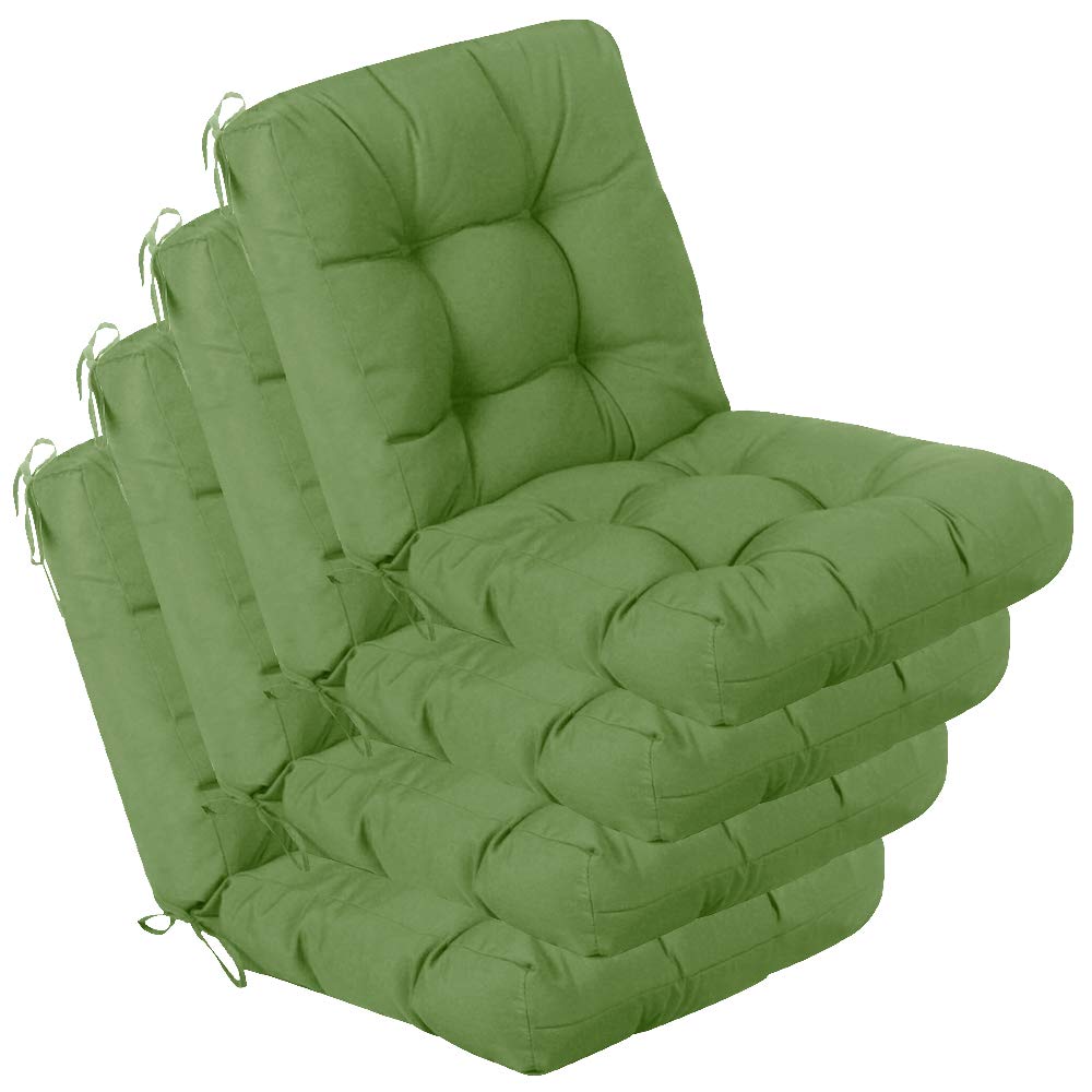 Qilloway Outdoor Seat/Back Chair Cushion Tufted Pillow, Spring/Summer Seasonal Replacement Cushions - Pack Of 4 (Dark Green)