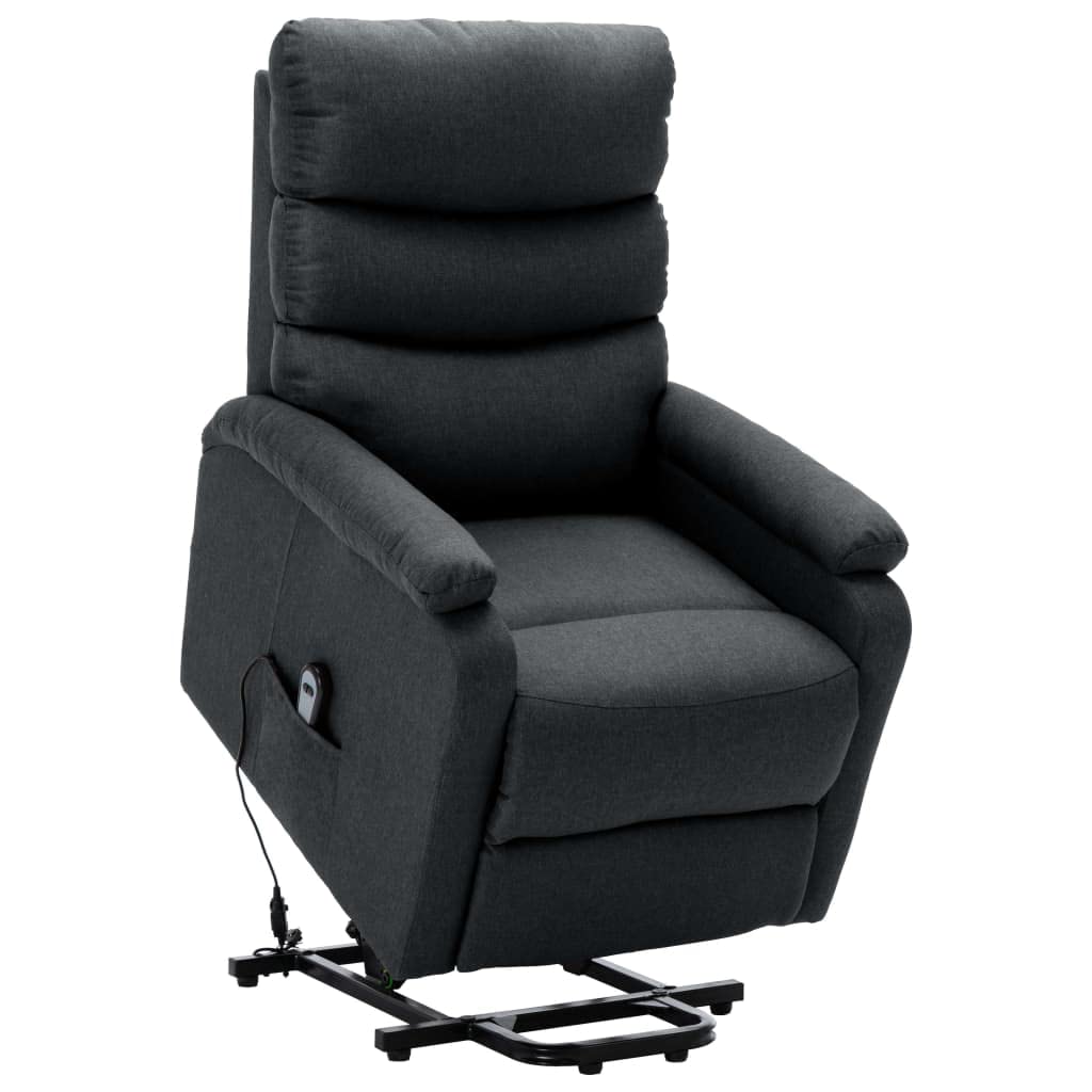 &quot;vidaXL Dark Gray Fabric Stand-Up Chair - Power Lift Recliner with 3 Position Adjustment - Wide Armrests, Durable Construction, Ideal for Elderly, Living Room, Lounge, Bedroom&quot;