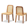 Baxton Studio Caspia Modern Brown Wood and Rattan 2-Piece Dining Chair Set
