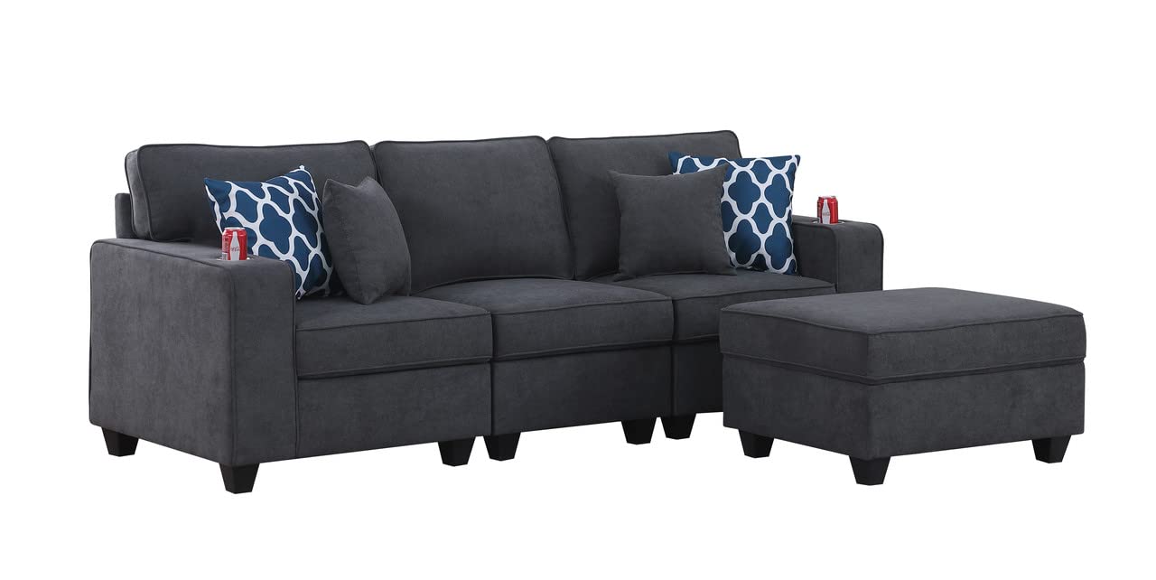 Lilola Home Cooper Sofa with Ottoman and Cupholder