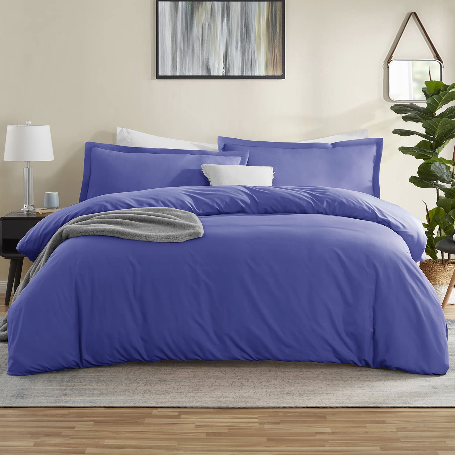 Nestl Twin Duvet Cover Set - Soft Double Brushed Royal Blue Duvet Cover Twin/Twin Xl, 2 Piece, With Button Closure, 1 Duvet Cove
