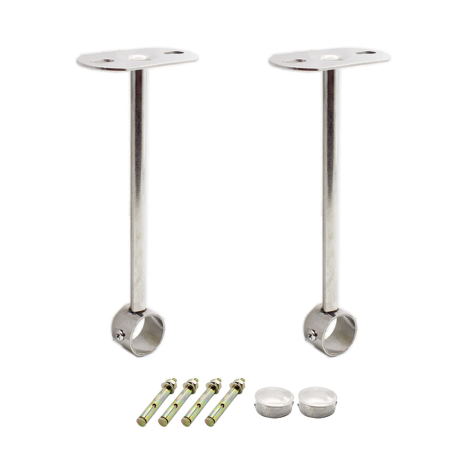 2 Pack Ceiling Mount Bracket, Stainless Steel Wardrobe Pipe Bracket Rod Holder Ceiling Holder, ULIFESTAR Shower Curtain Closet W