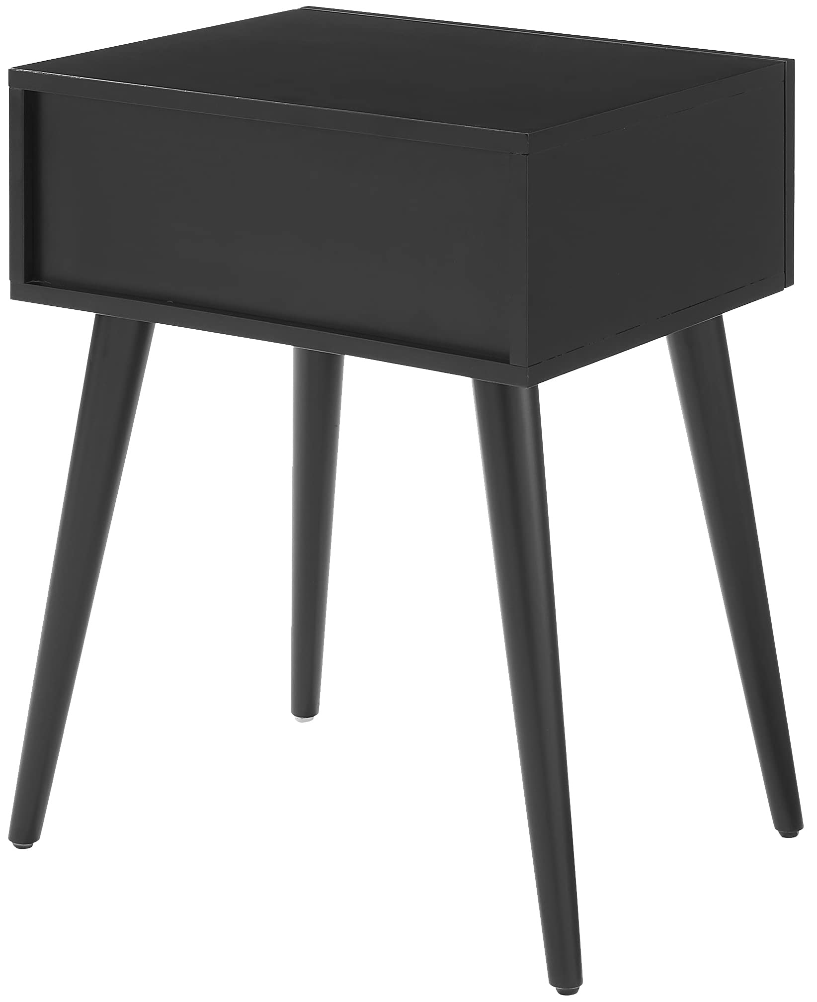 Crosley Furniture Everett Small Side End Table with Storage Drawer for Living Room, Matte Black