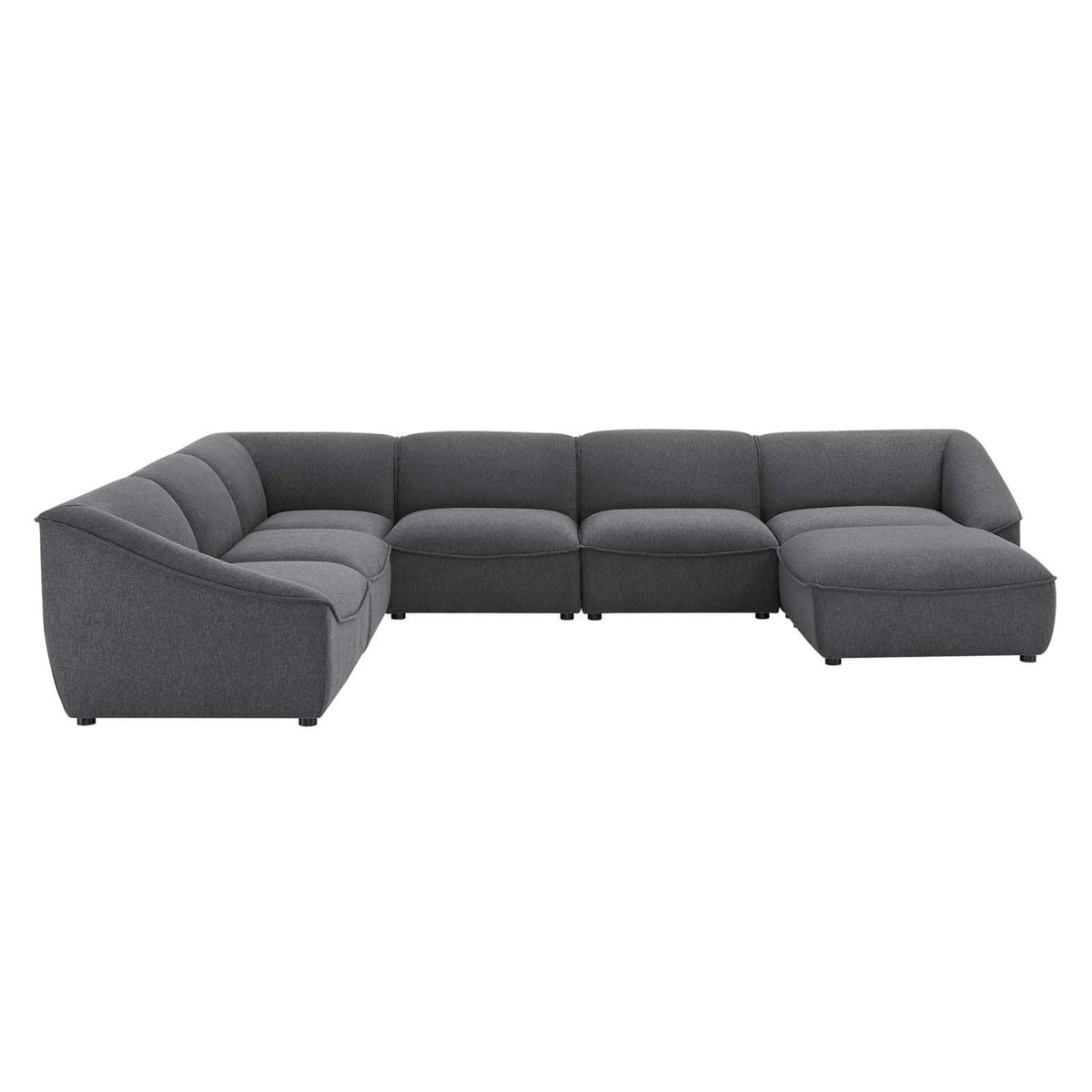 Modway Comprise Fabric Upholstered Sectional Sofa, 7-Piece Set, Charcoal