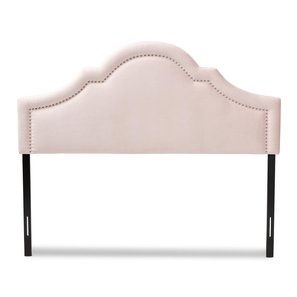 Baxton Studio Rita Modern and Contemporary Light Pink Velvet Fabric Upholstered Queen Size Headboard
