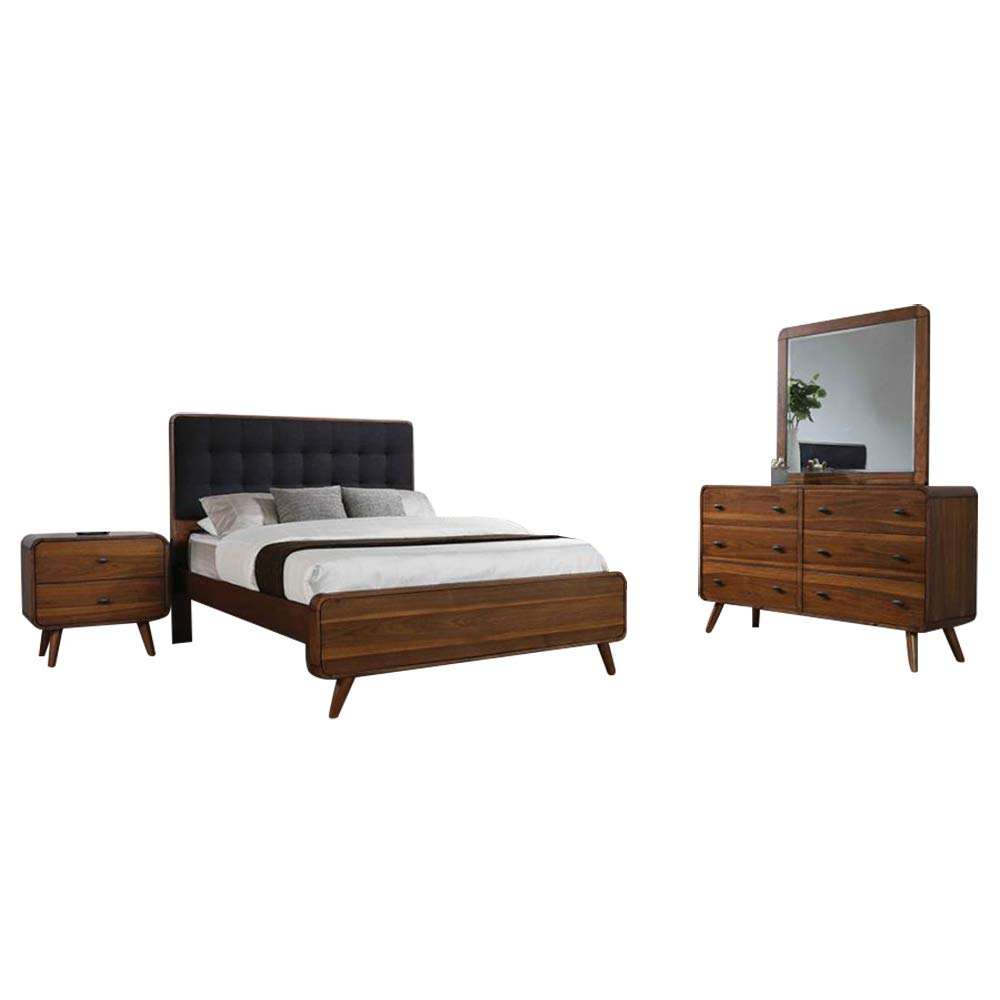 Coaster Robyn Queen Bed 4-Piece Set, Dark Walnut