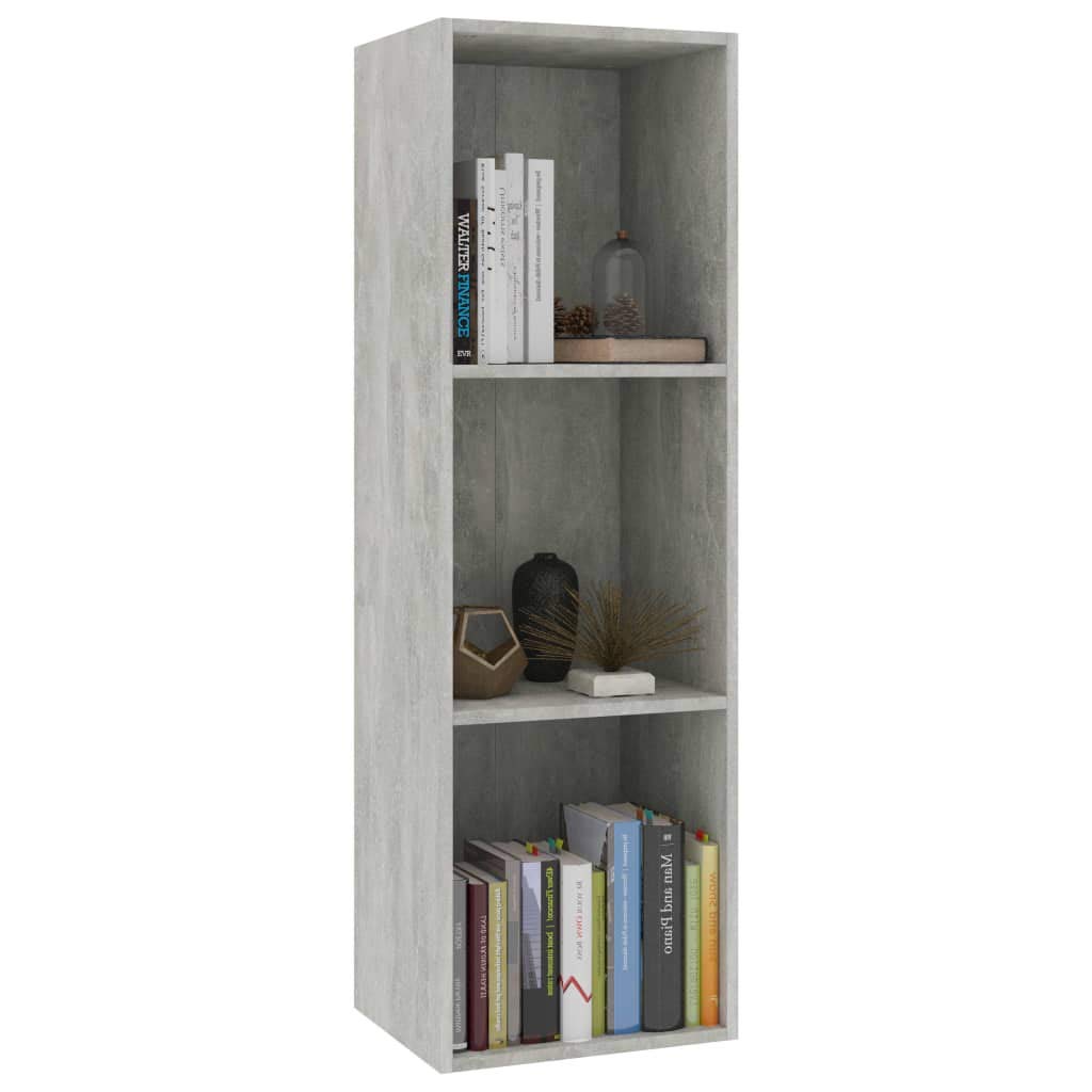 vidaXL Book Cabinet, Bookshelf TV Stand, Wall Bookcase for Office Living Room, Decorative Shelving Unit, Modern, Concrete Gray Engineered Wood