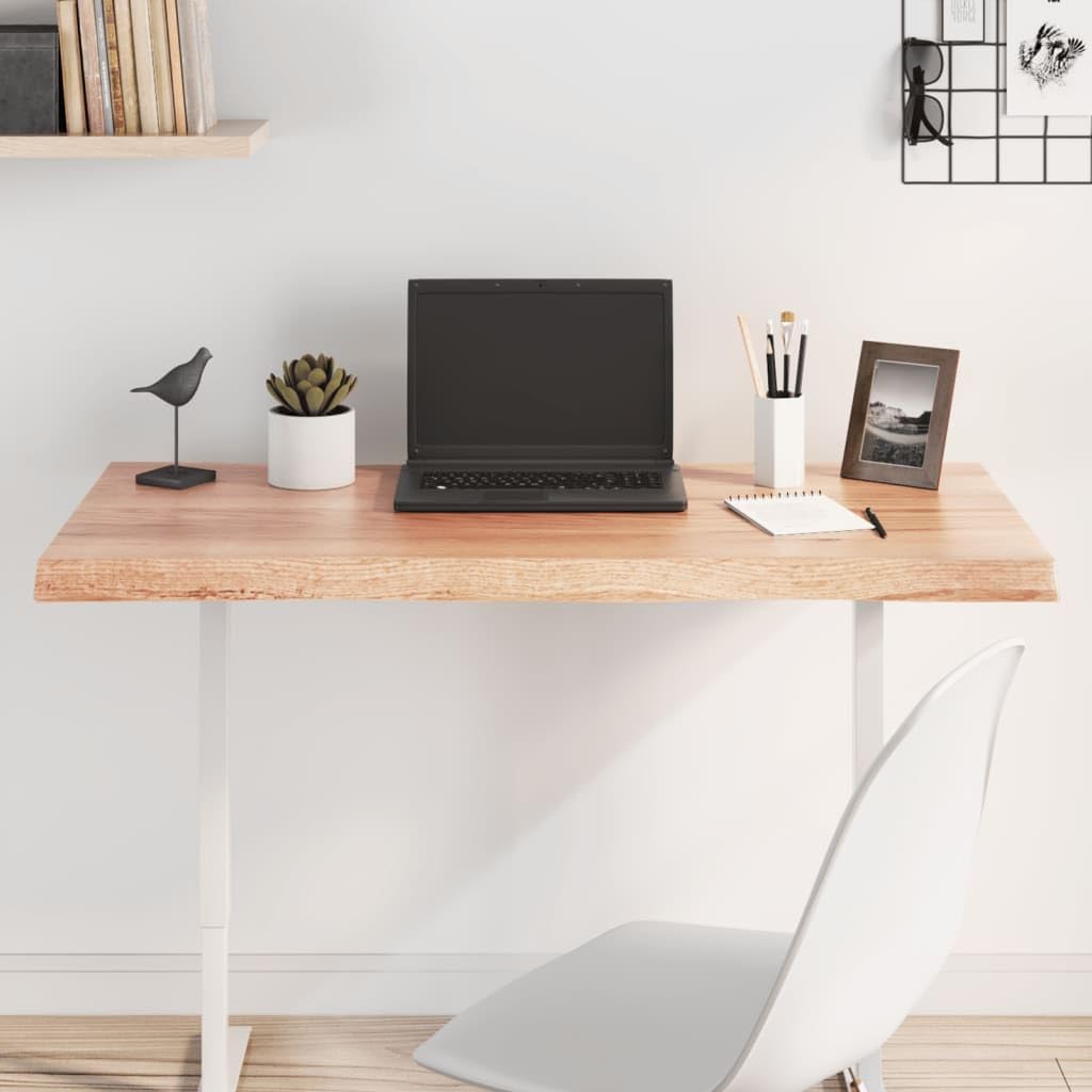 vidaXL Treated Solid Oak Wood Table Top | Live Edge | Home and Office Friendly | Light Brown| Dimensions: 39.4"x19.7"x(0.8"-1.6")