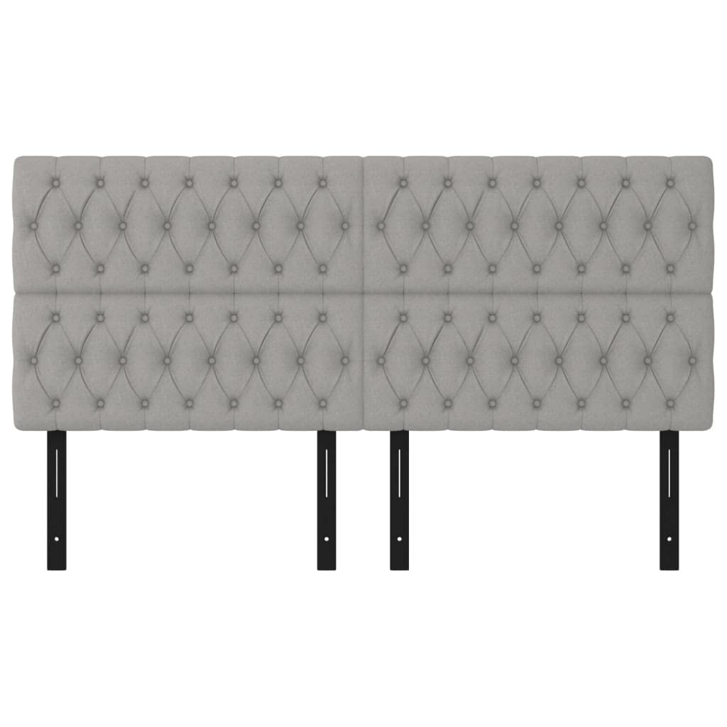 vidaXL Light Gray Fabric Headboards| Classic Design, Solid Larch & Engineered Wood, 39.4"x2.8"x30.7"/34.6", Set of 4