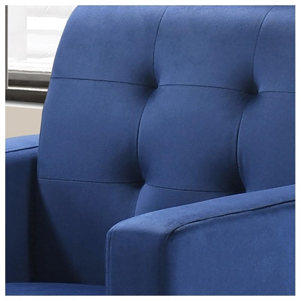 Lilola Home Hale Blue Velvet Accent Armchair with Tufting